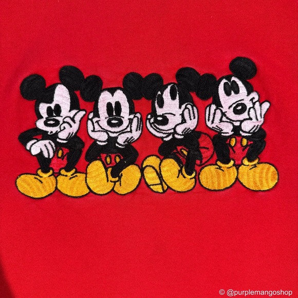 Vintage Disney Mickey Mouse Embroidered Crewneck Sweatshirt | Red | Large | USA - Picture 3 of 12